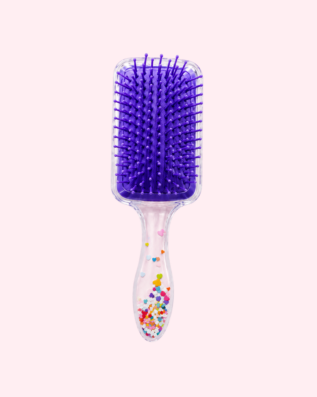 Hello Kitty Purple Glitter Hair Brush with purple bristles, floating glitter and cute kawaii design