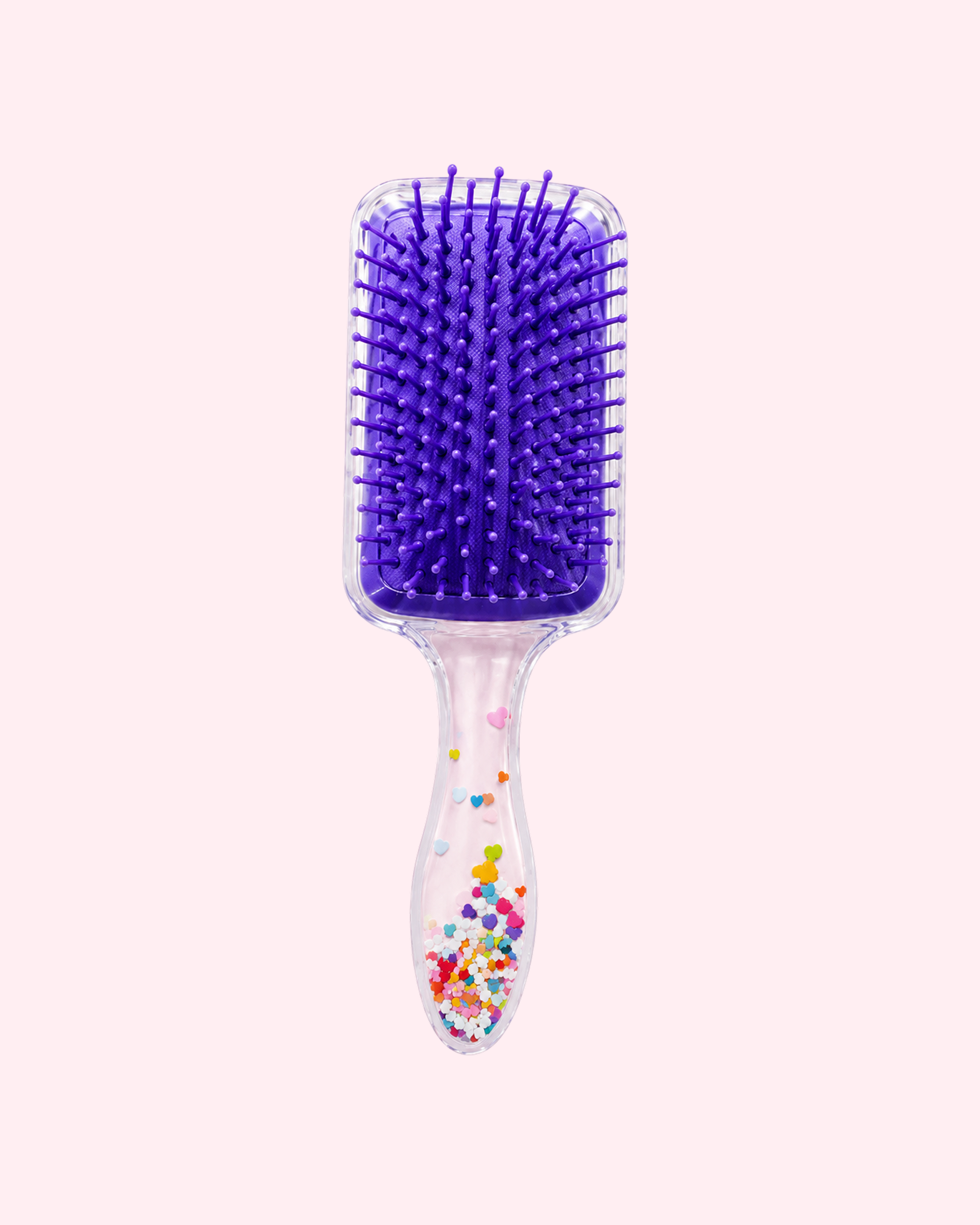 Hello Kitty Purple Glitter Hair Brush with purple bristles, floating glitter and cute kawaii design