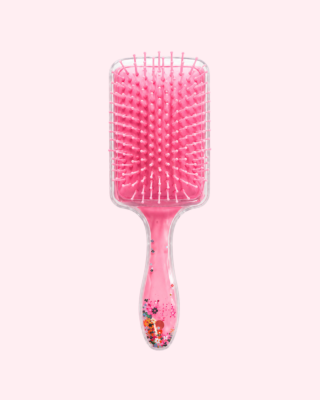 Hello Kitty Light Pink Glitter Hair Brush with pastel bristles, floating glitter and sweet kawaii design