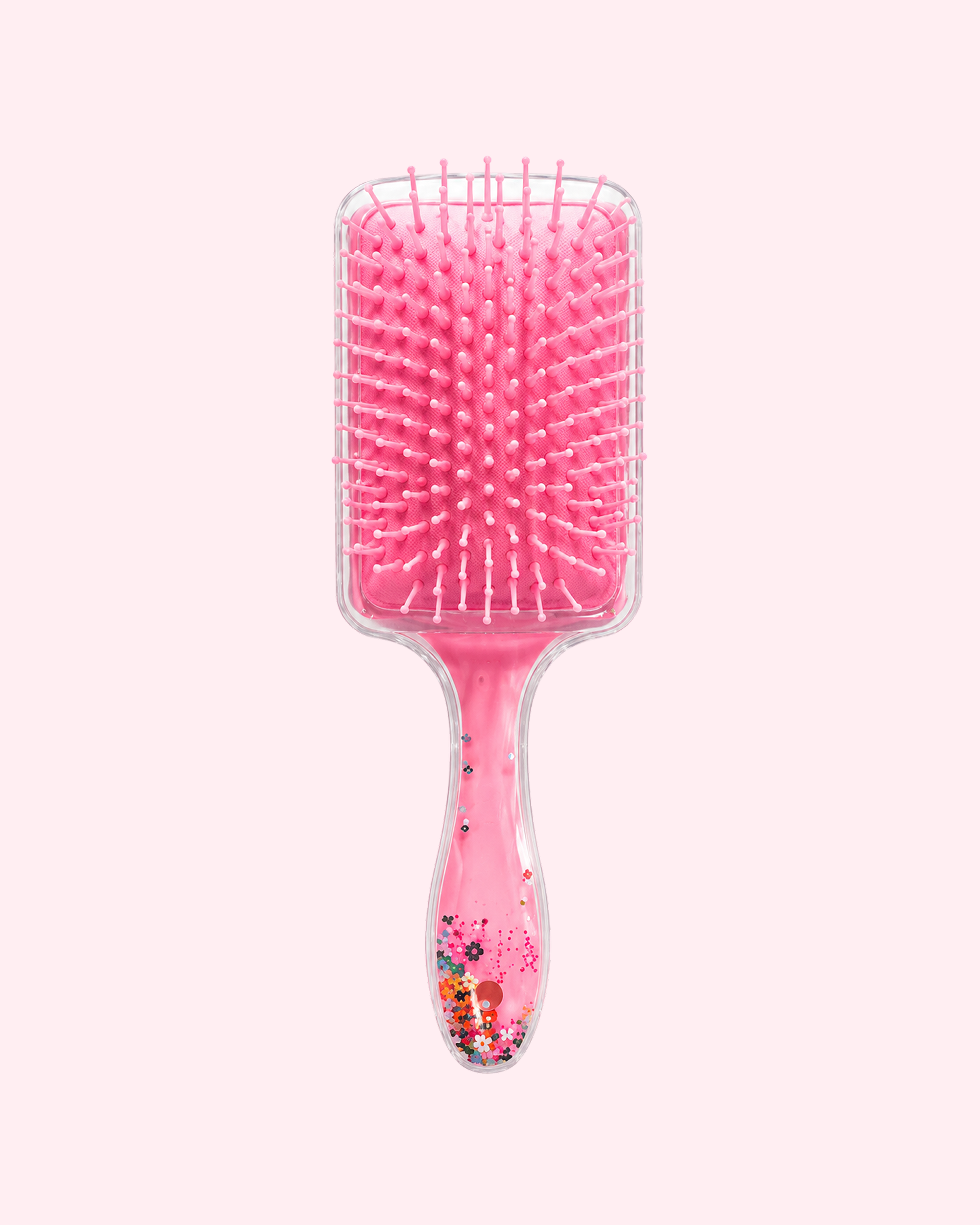 Hello Kitty Light Pink Glitter Hair Brush with pastel bristles, floating glitter and sweet kawaii design