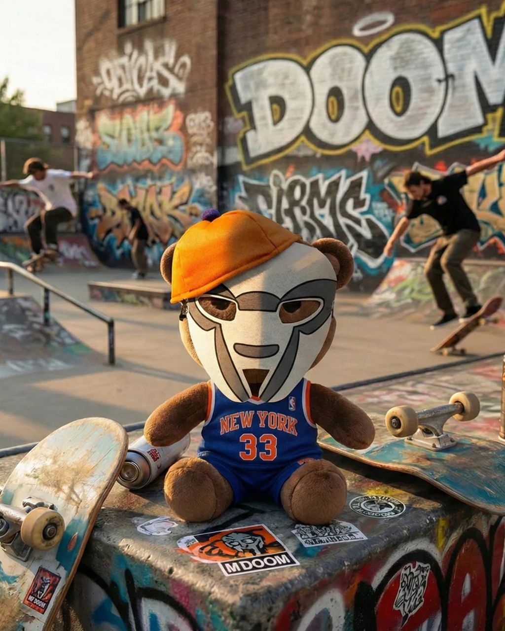 MF Doom x Hello Kitty plush sit in skatepark Yota Kitty decor