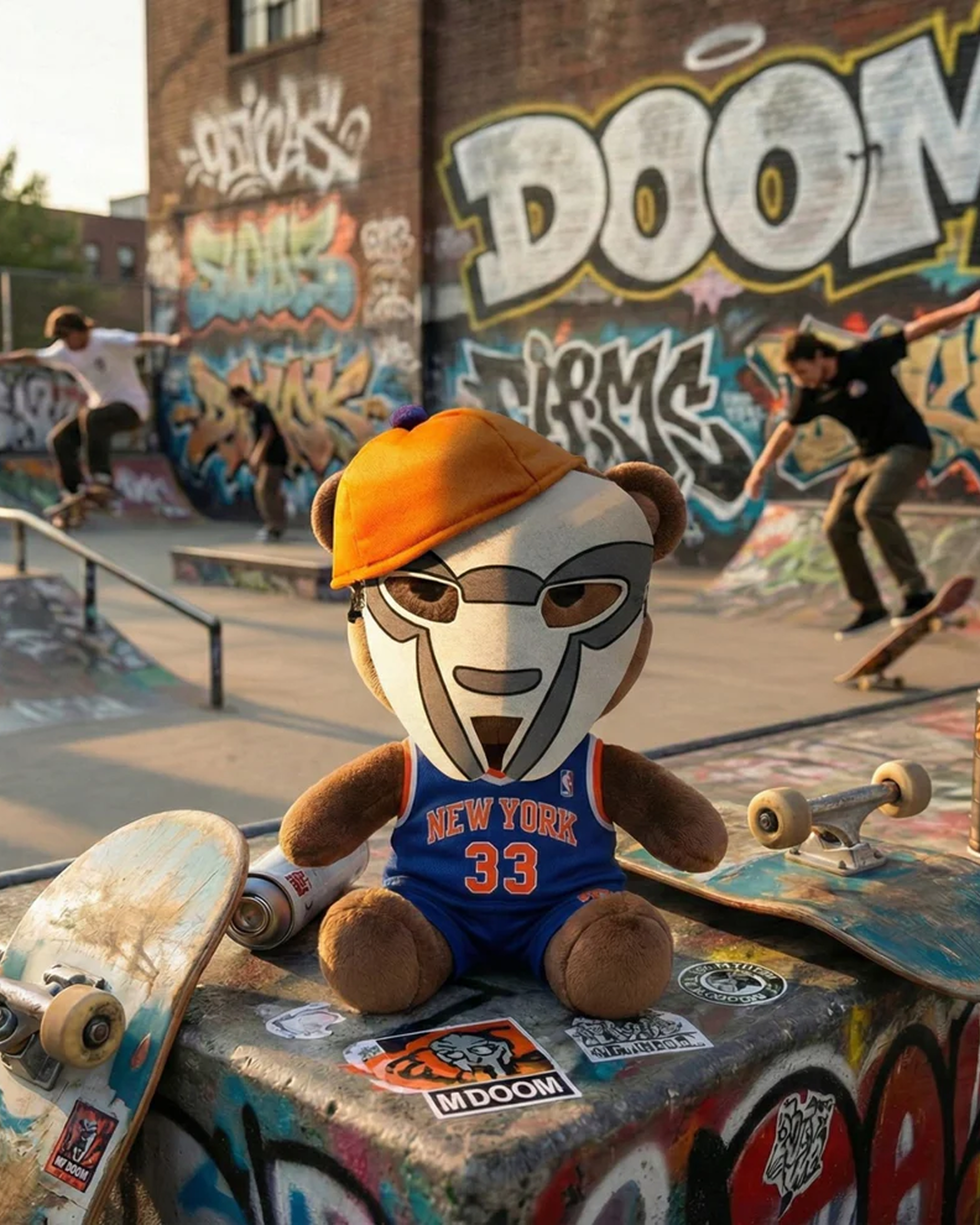 MF Doom x Hello Kitty plush sit in skatepark Yota Kitty decor