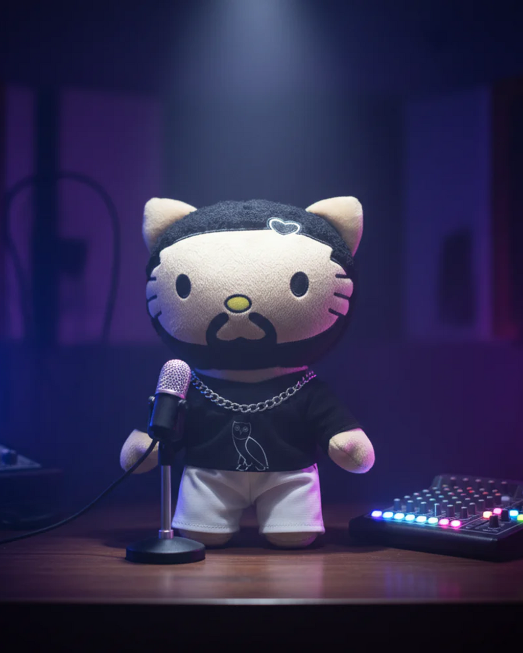 Drake x Hello Kitty plush singing in Yota Kitty decor 