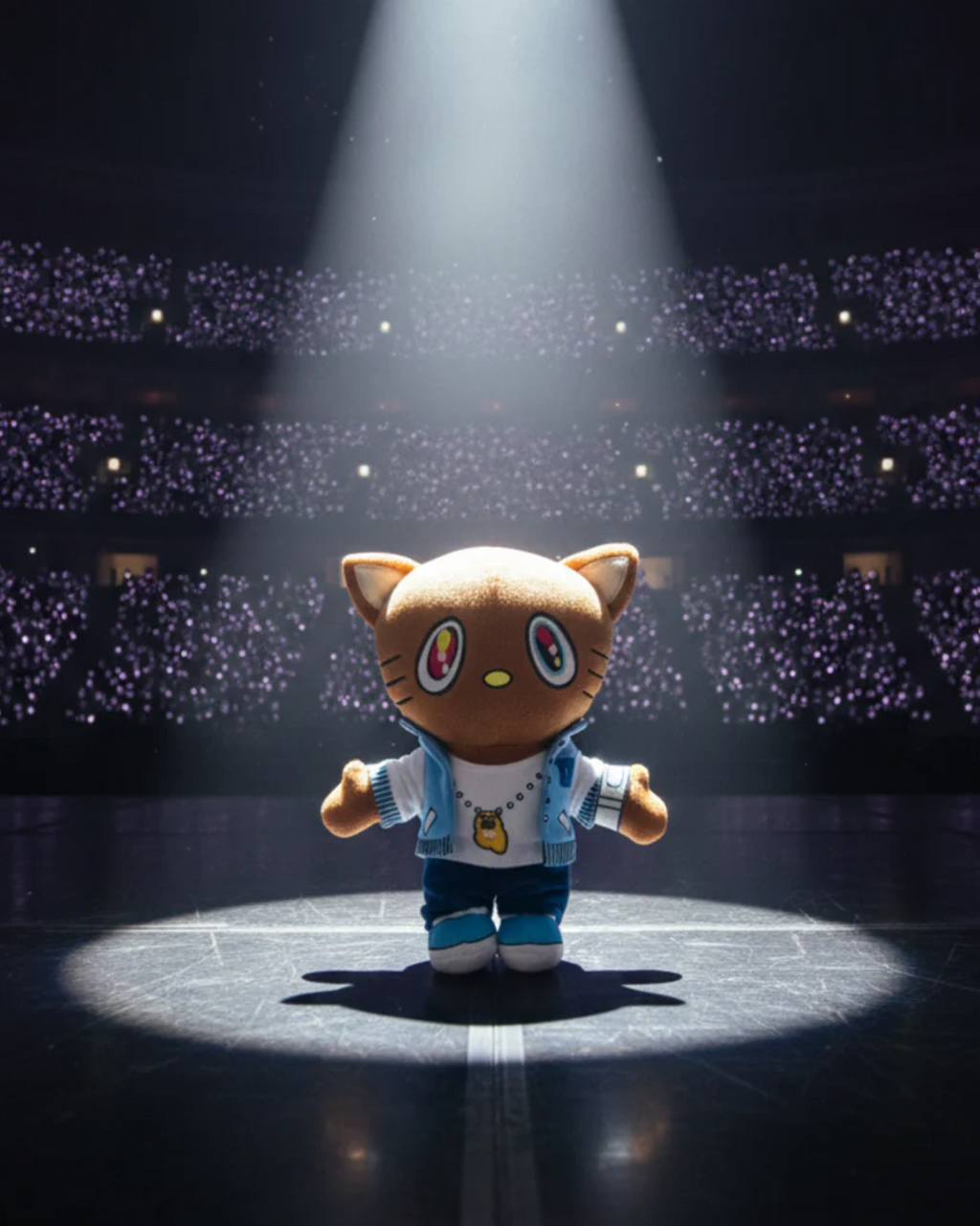 Kanye West x Hello Kitty plush performing in Yota Kitty decor