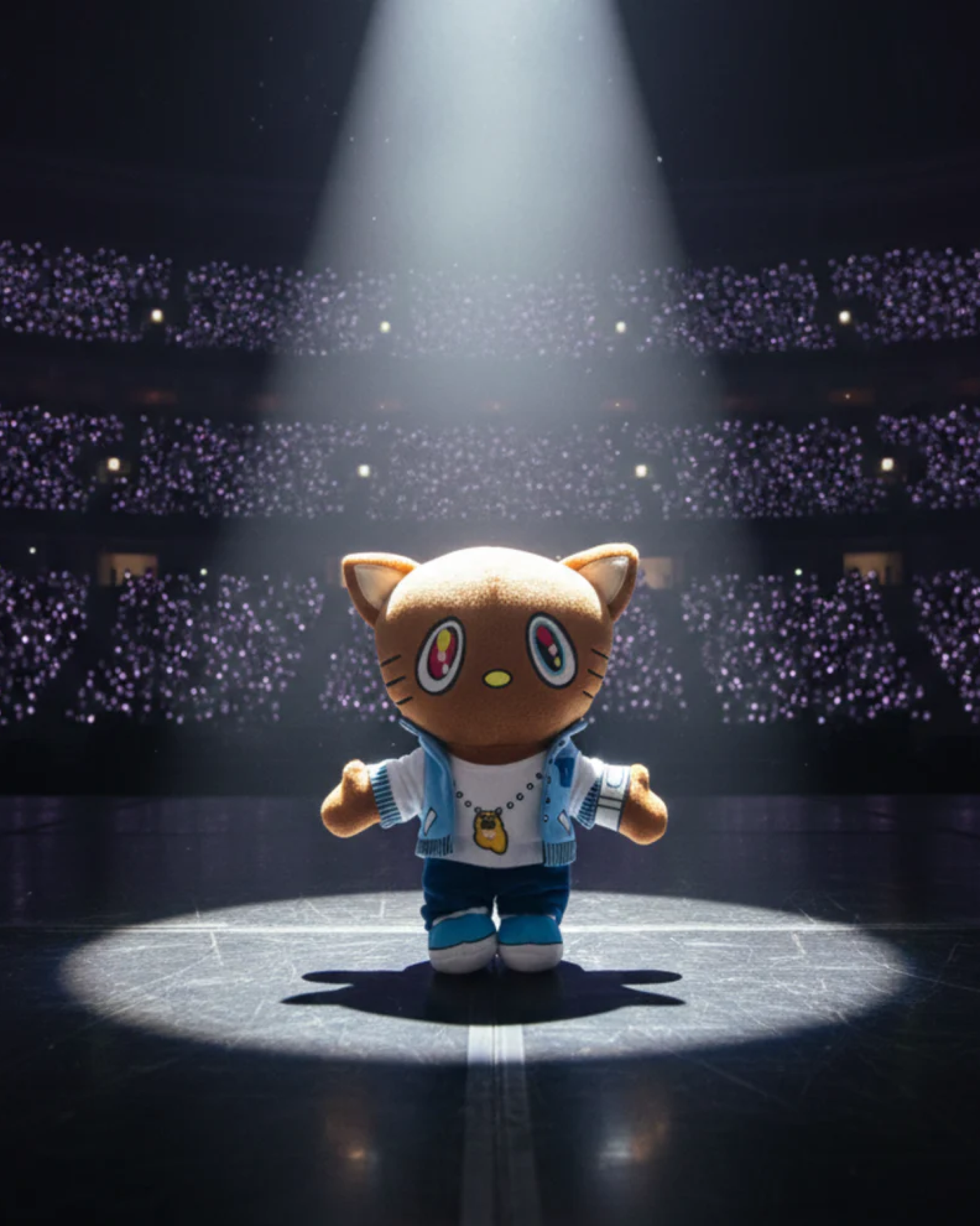 Kanye West x Hello Kitty plush performing in Yota Kitty decor