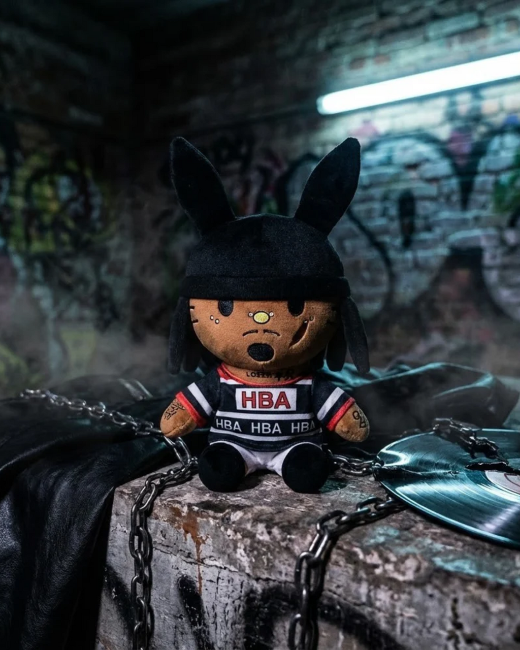 Playboi Carti x Hello Kitty plush standing outside in Yota Kitty decor
