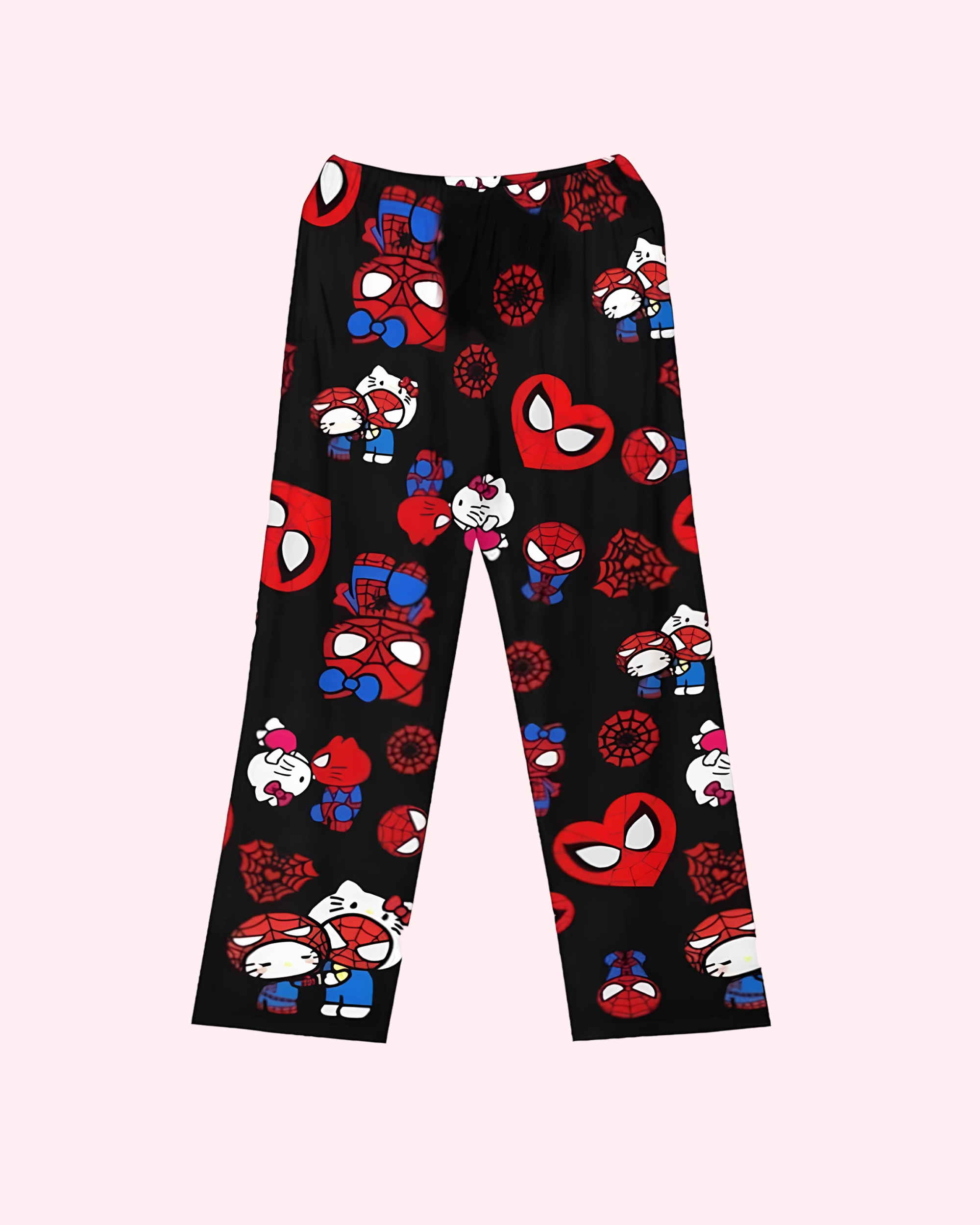 Hello Kitty Spider-Man pajama pants with cute kawaii print