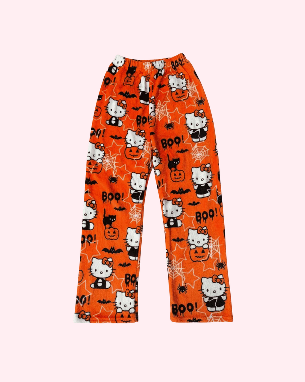 Halloween Hello Kitty pajama pants on white background