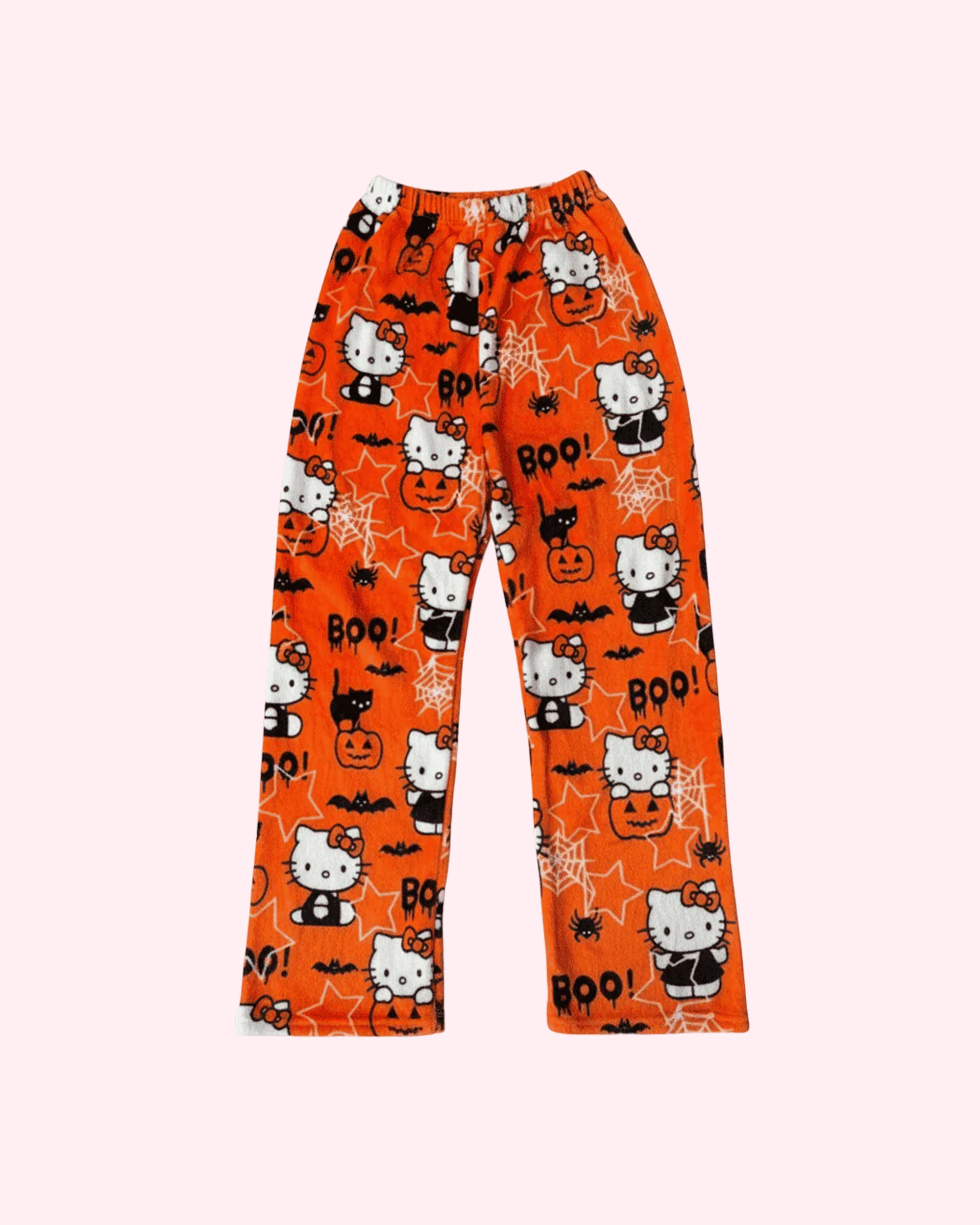 Halloween Hello Kitty pajama pants on white background