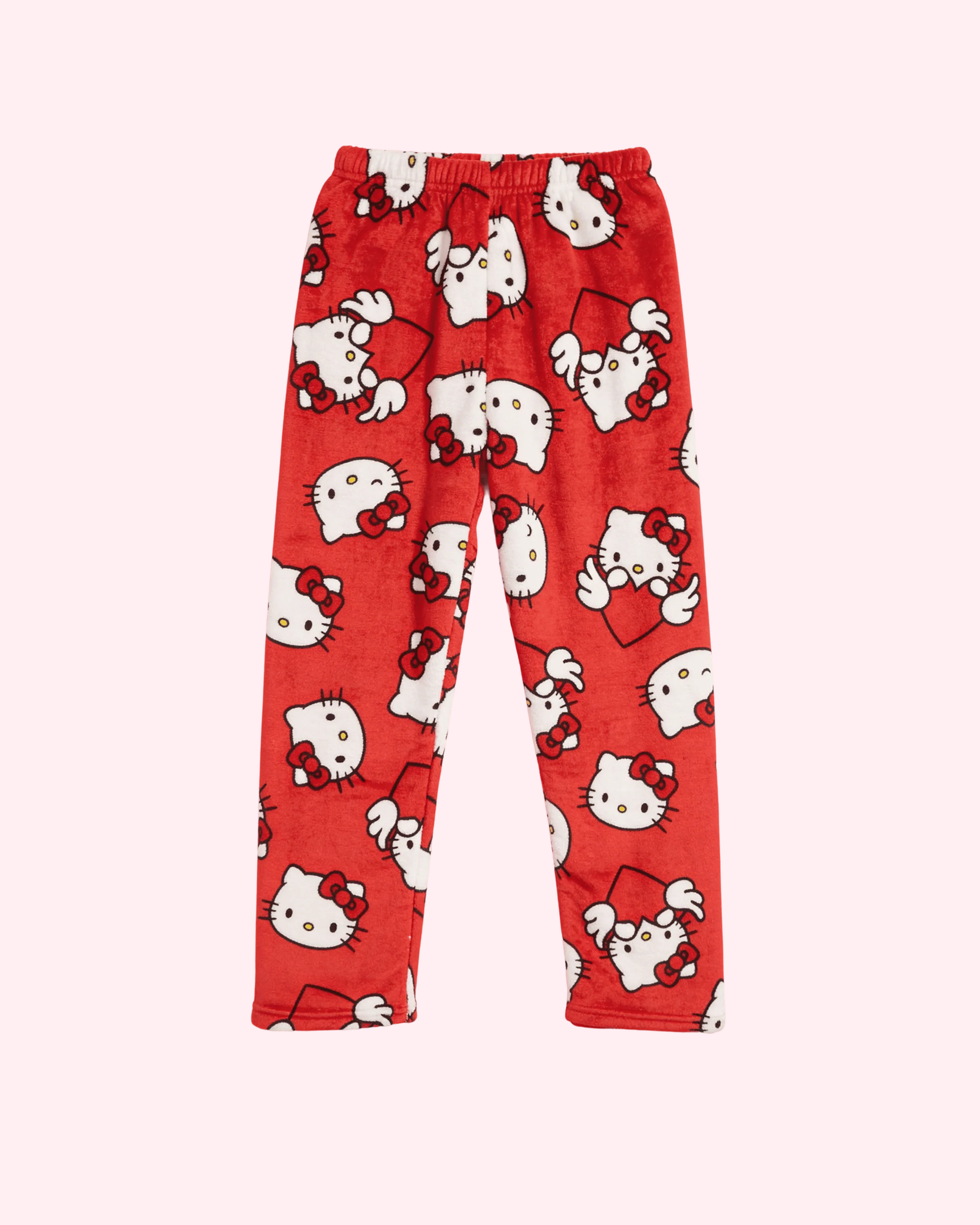 Red Hello Kitty Love pajama pants for cozy sleepwear
