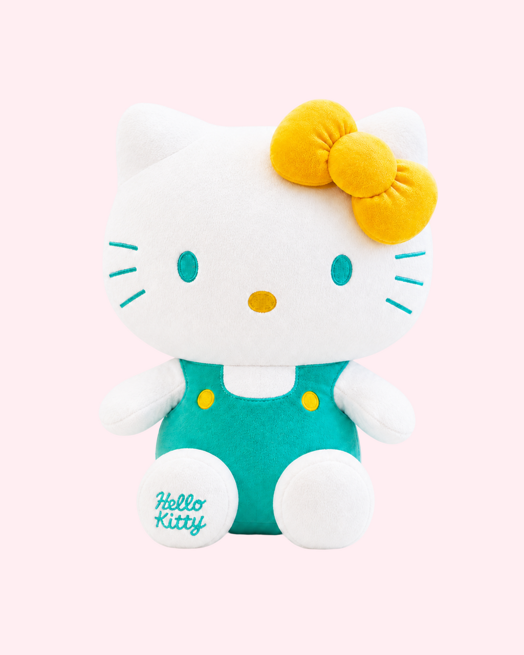 Hello Kitty original plush in turquoise with soft kawaii style and adorable collectible design