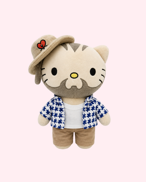  Bad Bunny blue x Hello Kitty plush with blue reggaeton kawaii style