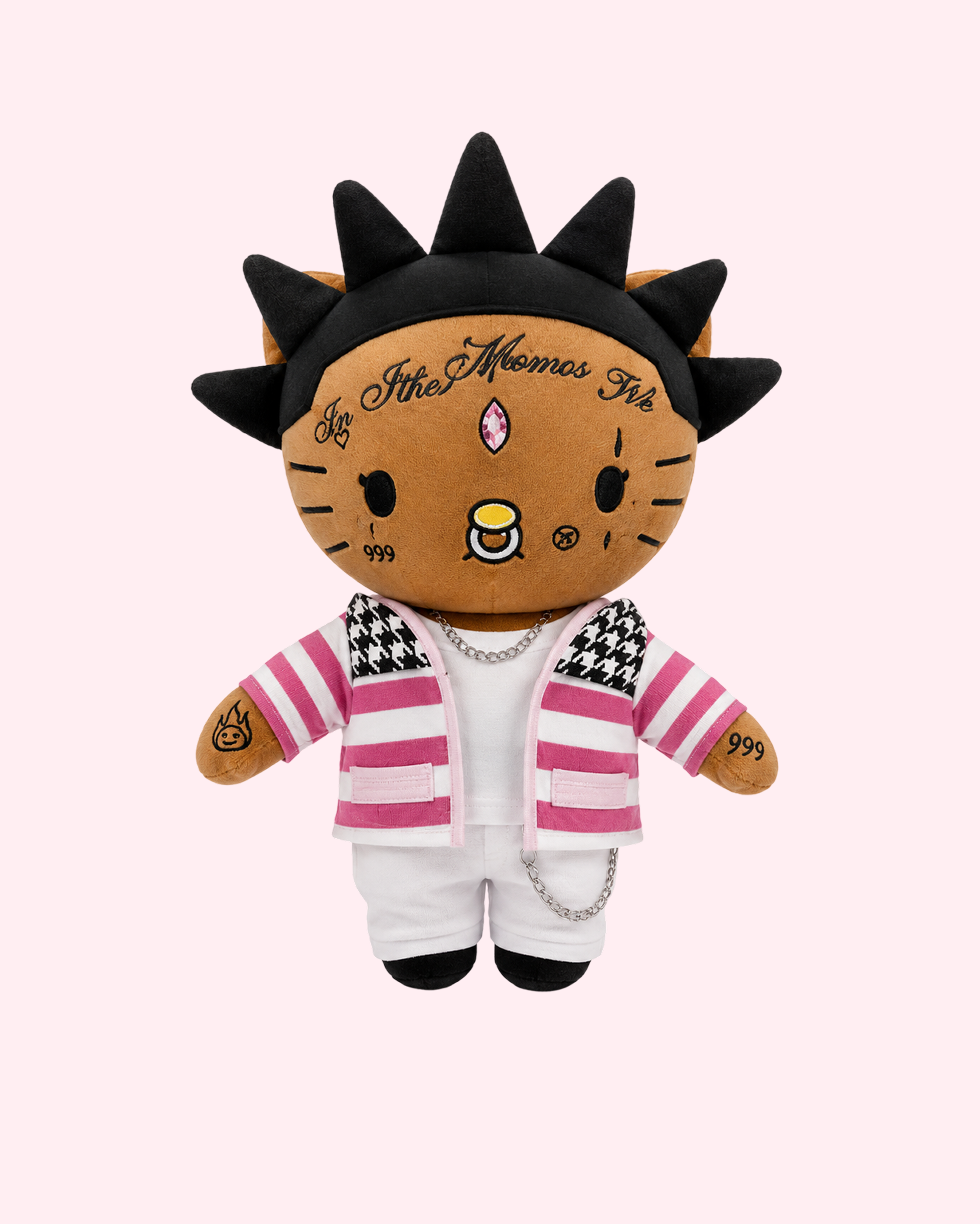 Lil Uzi Vert x Hello Kitty plush with futuristic pink kawaii style