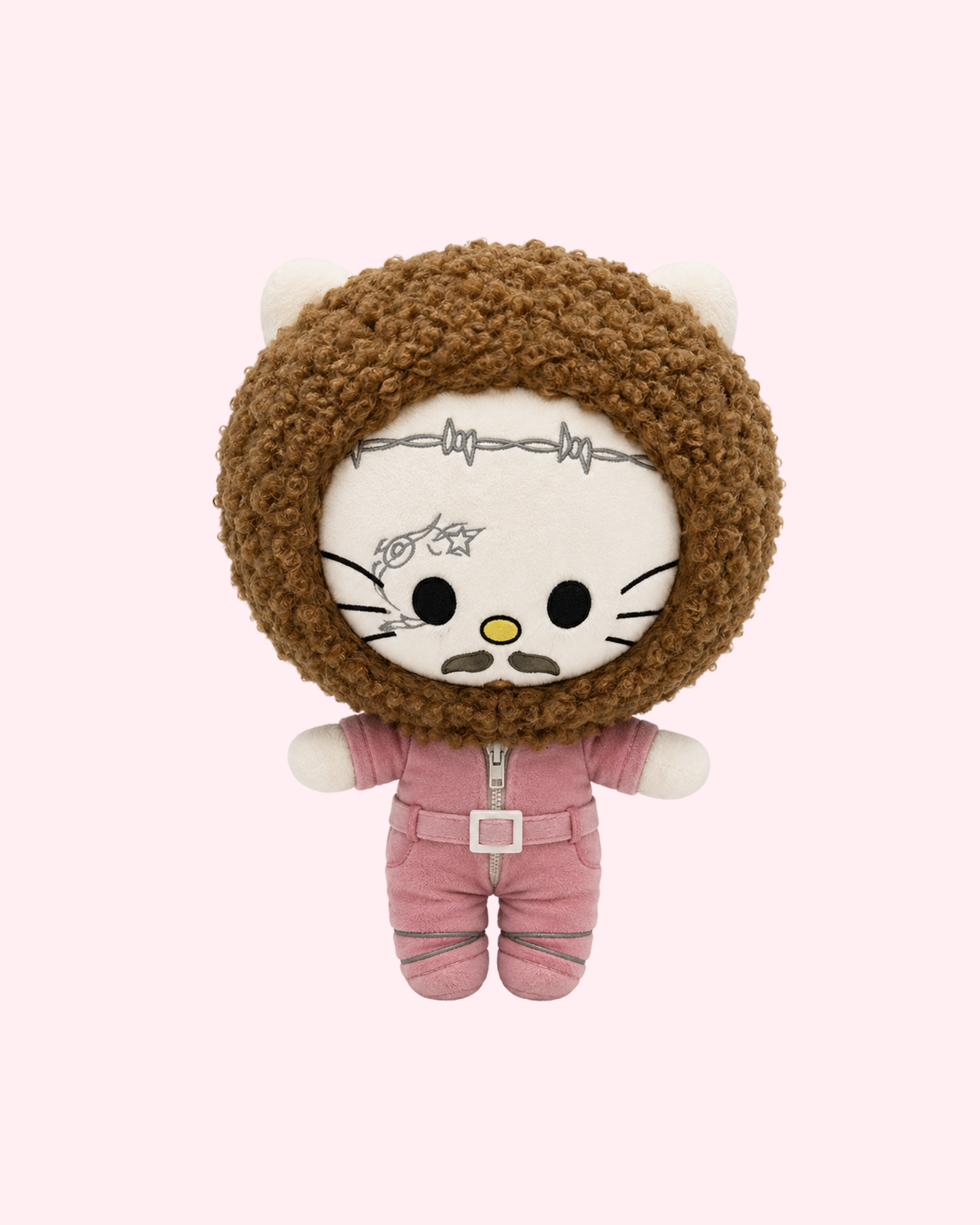 Post Malone x Hello Kitty plush with pink soft chaos kawaii style