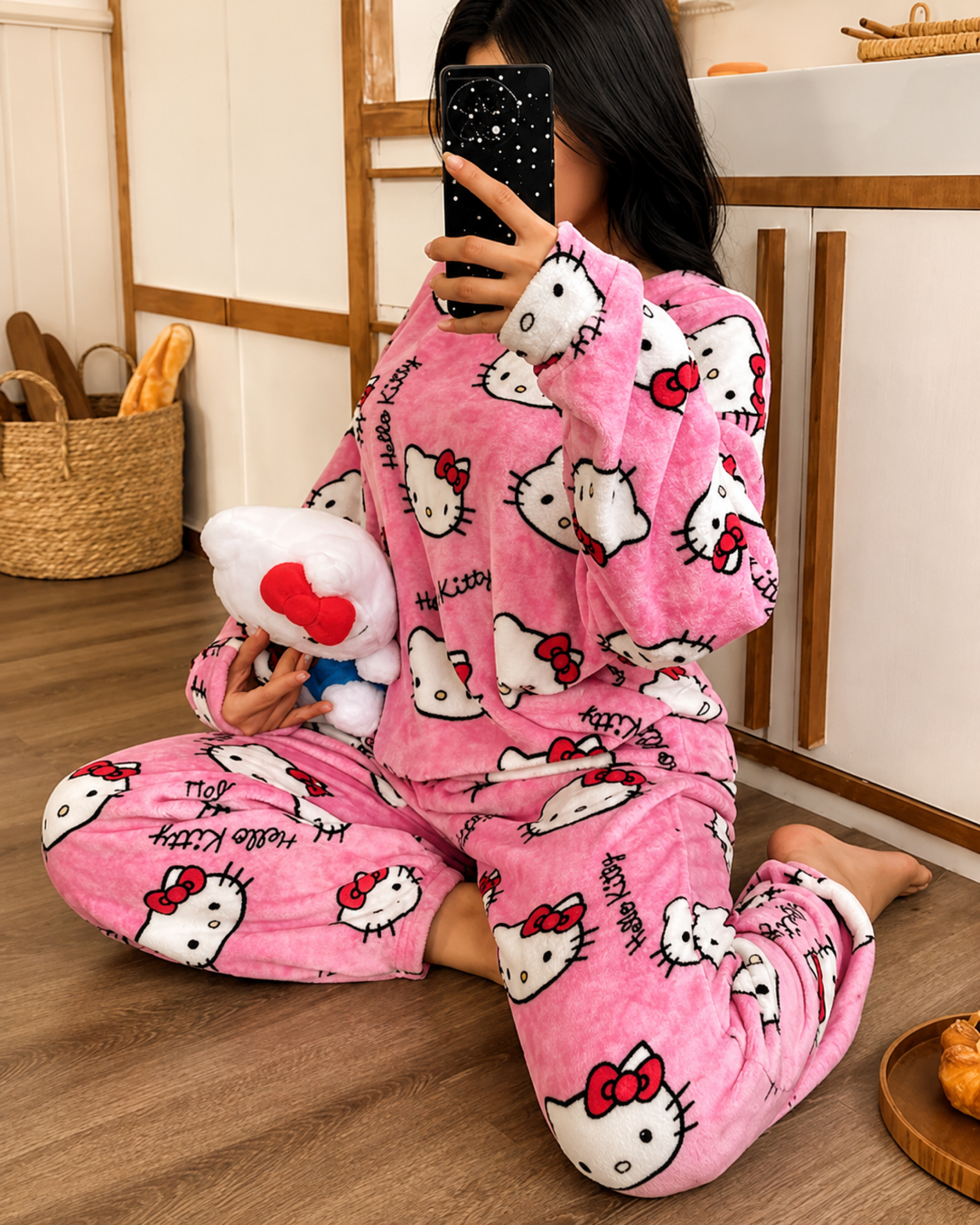 Hello Kitty pink pajama pants for cozy sleepwear