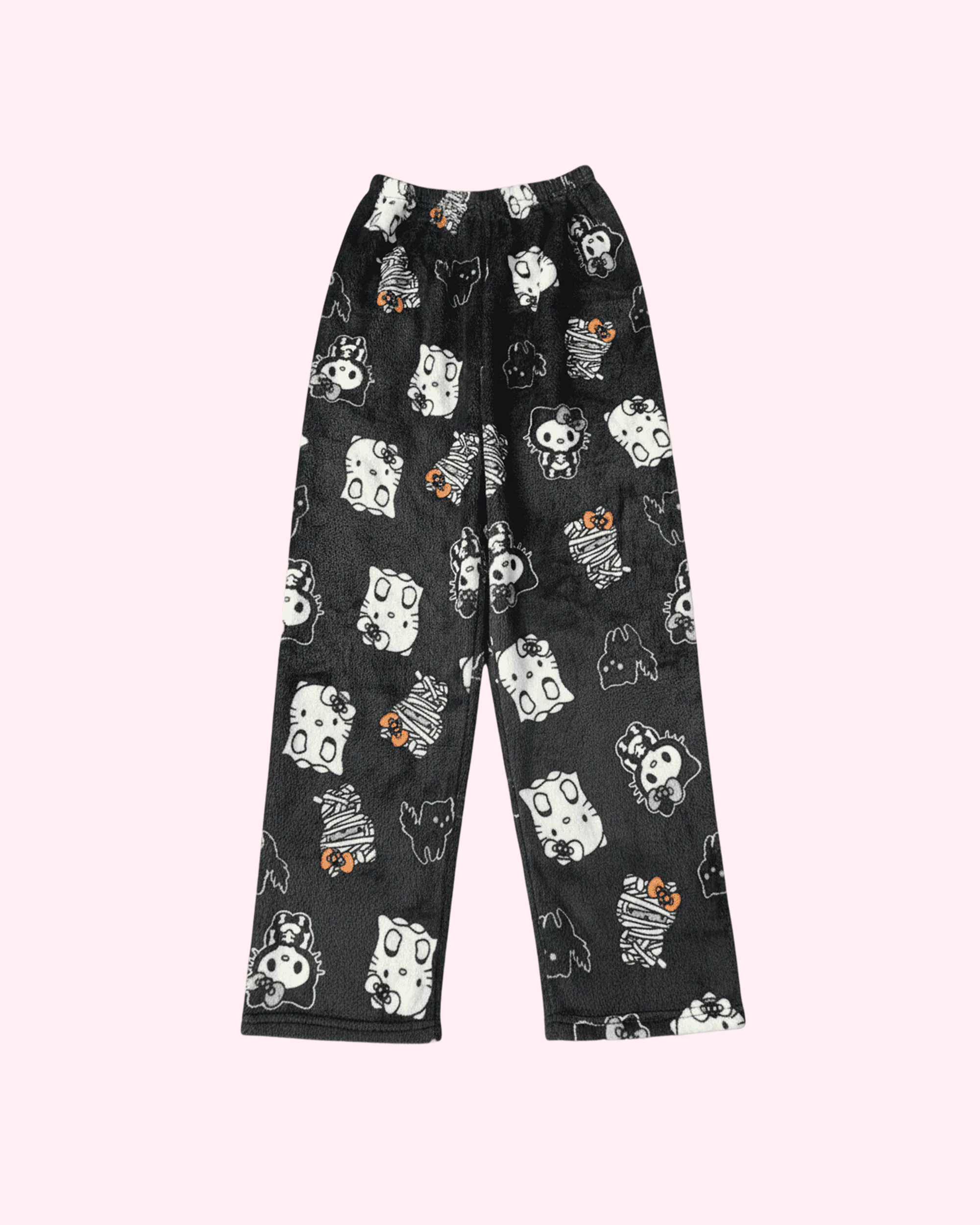 Black Halloween Hello Kitty pajama pants with spooky print
