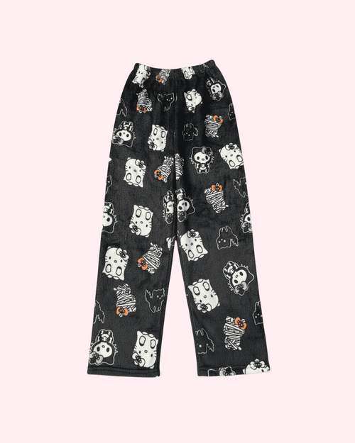 Black Halloween Hello Kitty pajama pants with spooky print