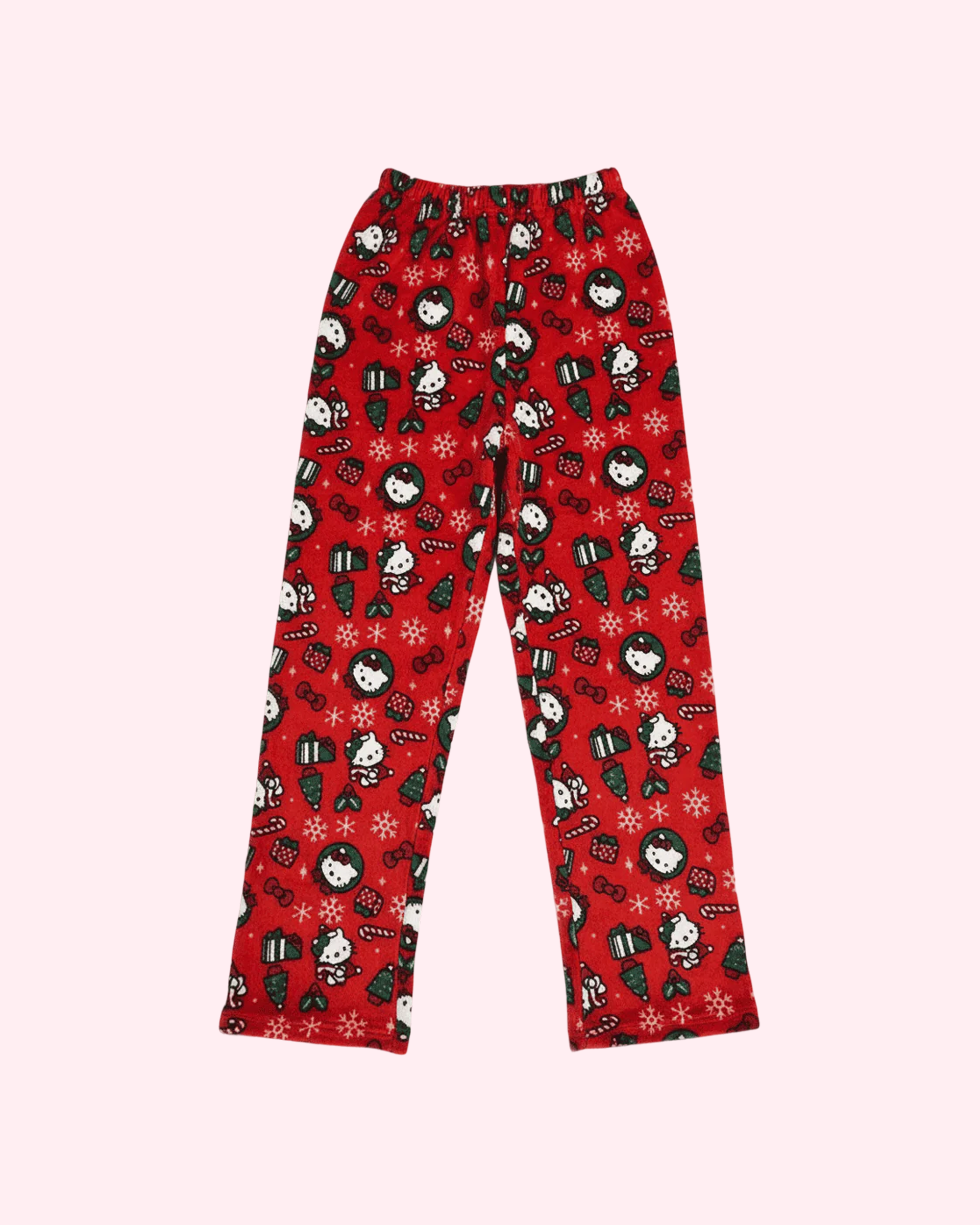 Kitty Christmas Red Pajama Pants with festive red print, cute kawaii motifs and cozy sleepwear style