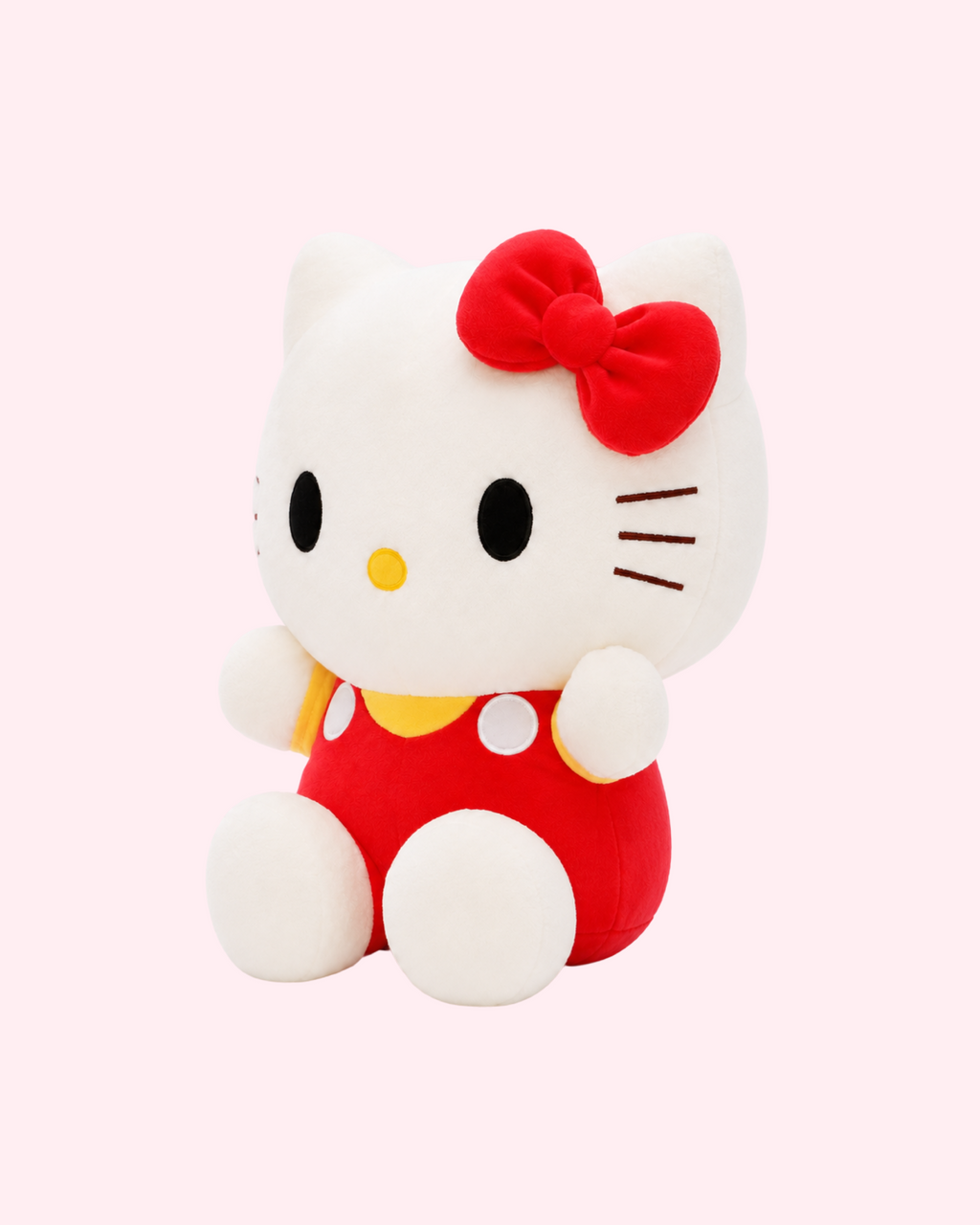 Soft Hello Kitty original plush in red and yellow made for kawaii decor and cozy cuddles