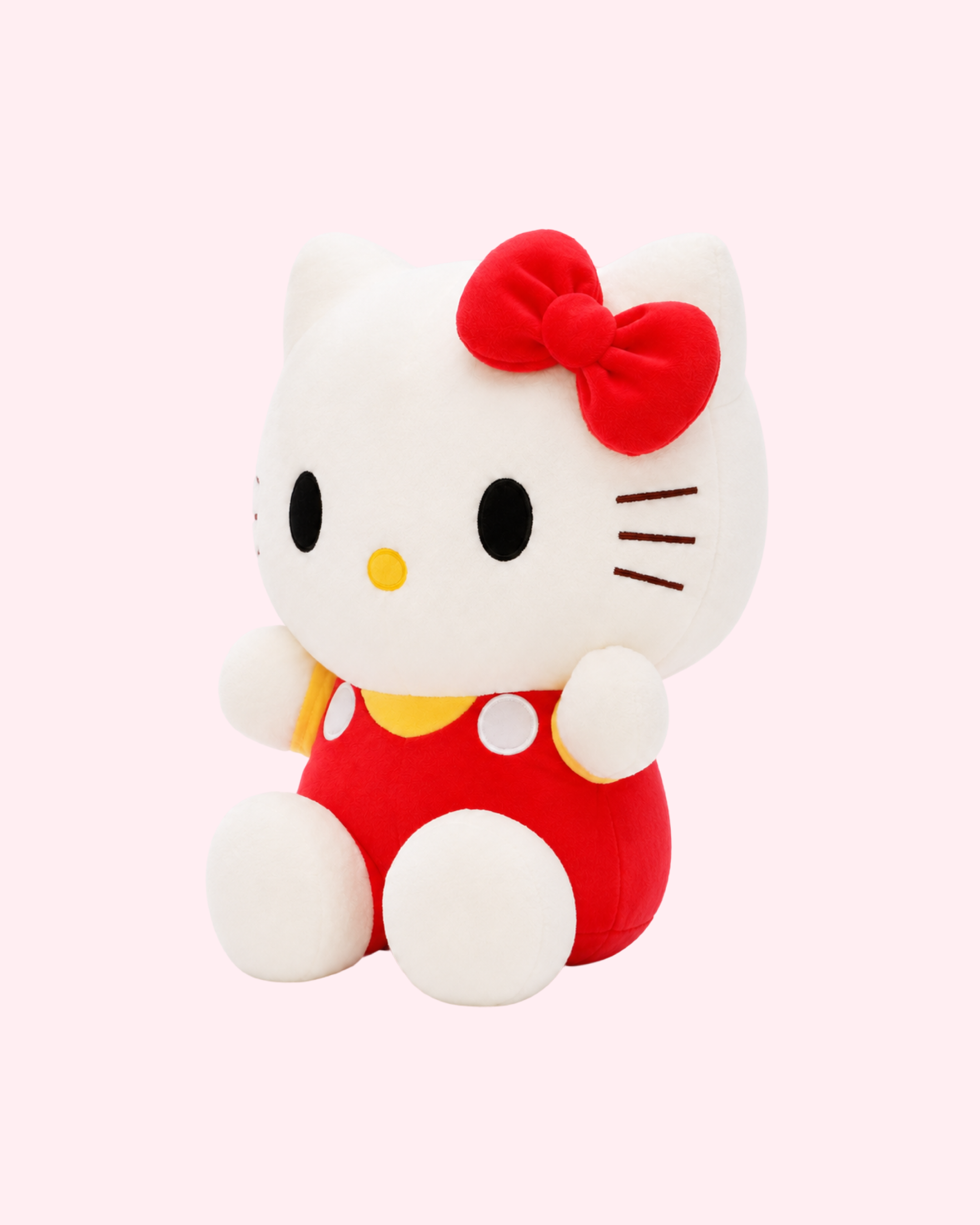 Soft Hello Kitty original plush in red and yellow made for kawaii decor and cozy cuddles