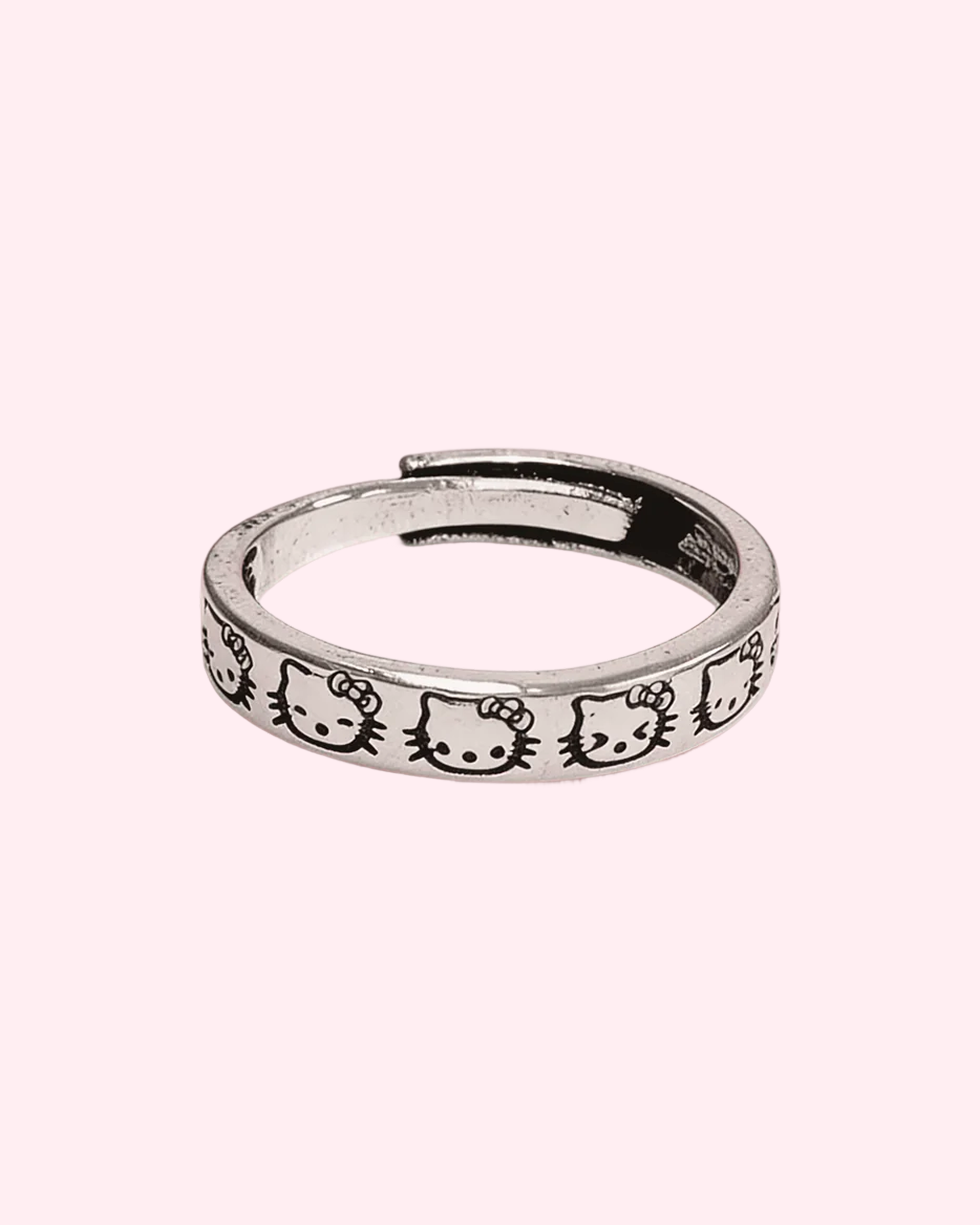 Hello Kitty expressions ring with minimal black kawaii motifs