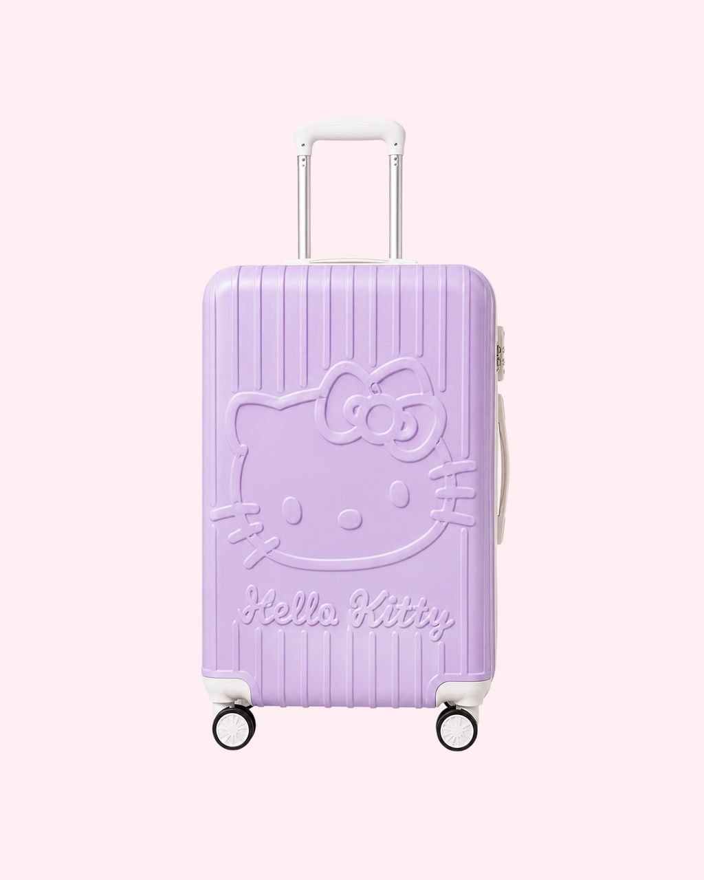 Aesthetic pastel purple Hello Kitty hard shell cabin suitcase travel luggage