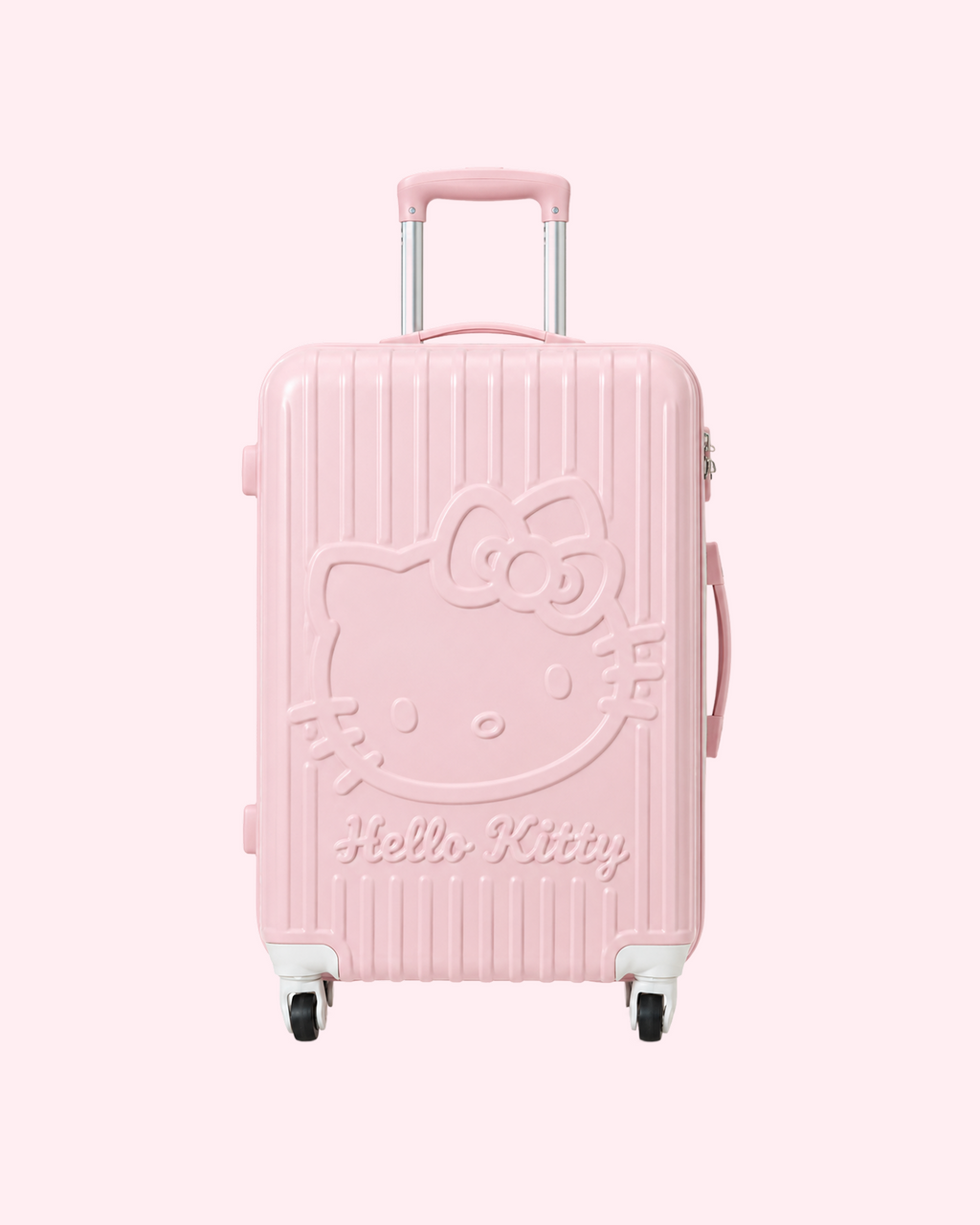 Aesthetic pastel soft pink Hello Kitty hard shell cabin suitcase travel luggage