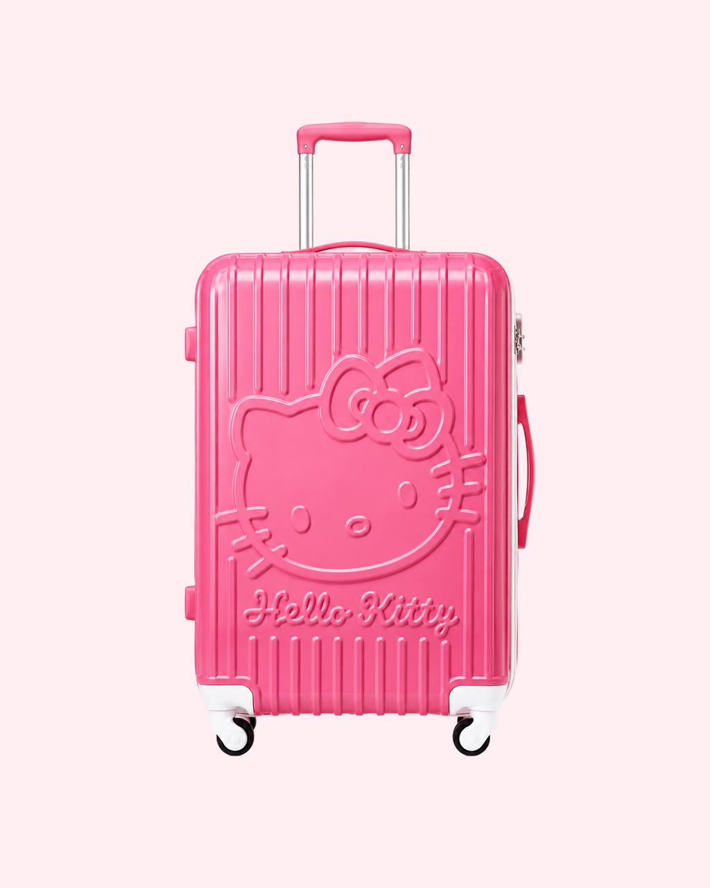 Aesthetic vibrant fuchsia Hello Kitty hard shell cabin suitcase travel luggage