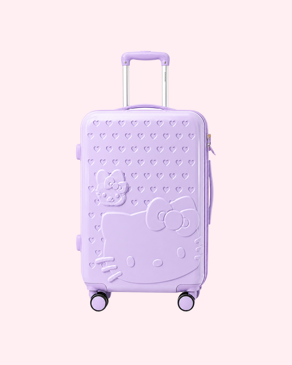 Aesthetic hearts embossed sweet lavender Hello Kitty hard shell cabin suitcase travel luggage