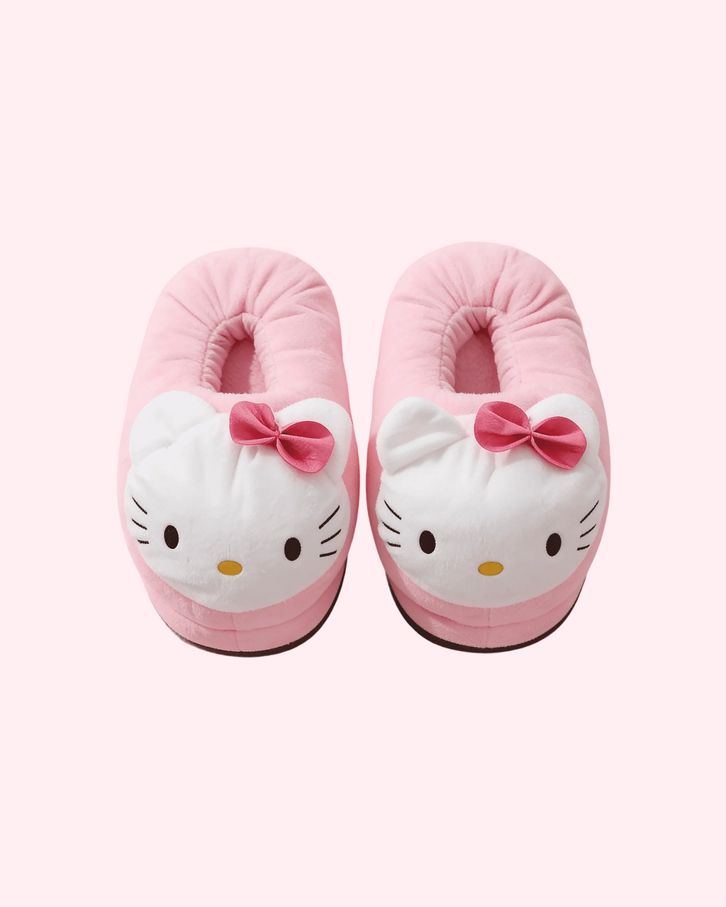 Hello Kitty Pink Plush Slippers with soft fluffy design and cute kawaii cat face details