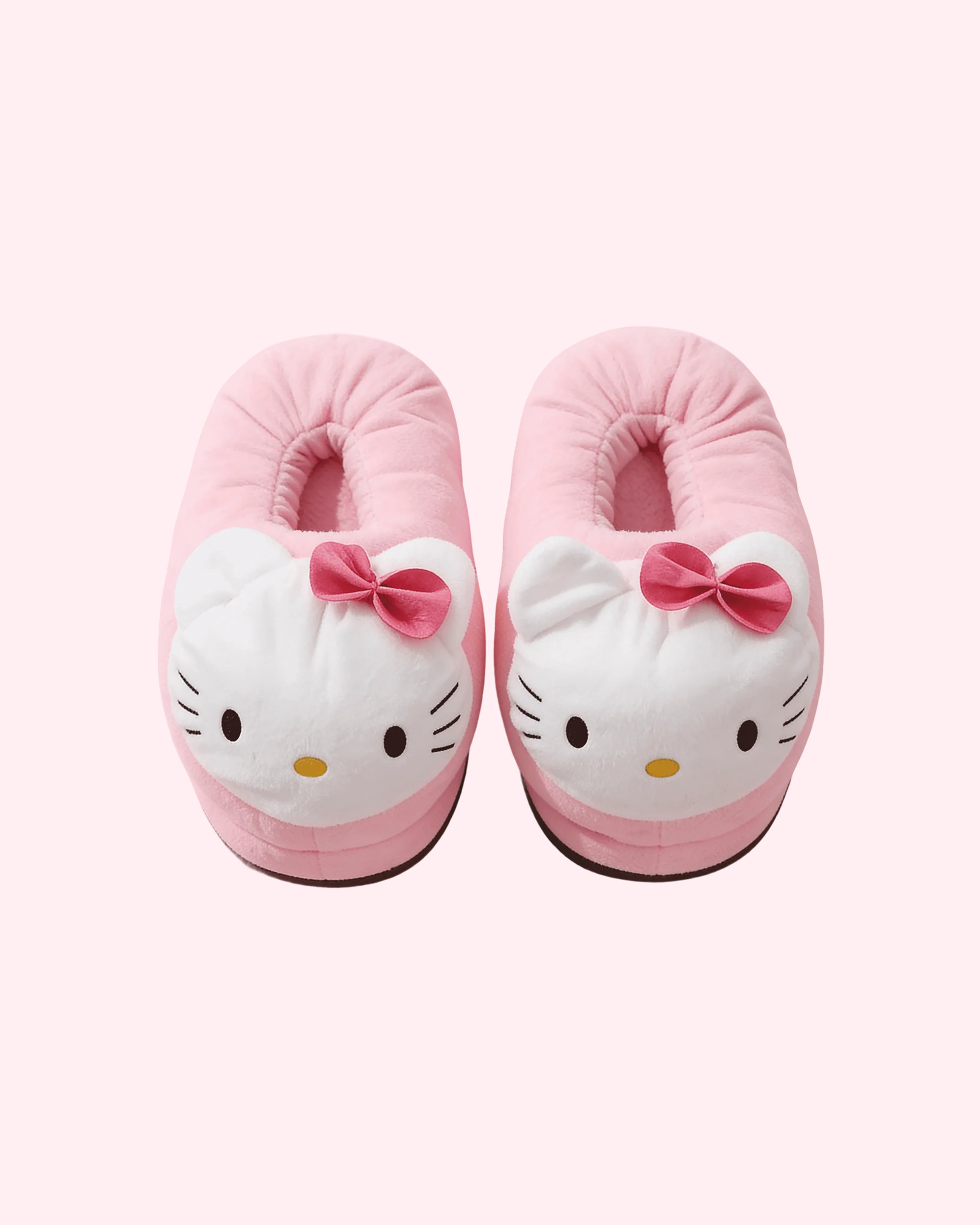 Hello Kitty Pink Plush Slippers with soft fluffy design and cute kawaii cat face details